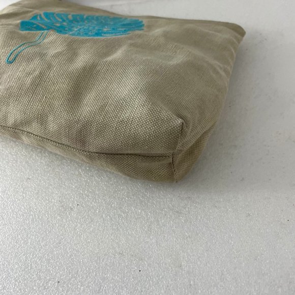 Jerome Gruet Beige Canvas Embroidered Leaf Pouch - Picture 7 of 11